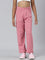 Girls Blush Pink Side Stripe Mid Rise Track Pants