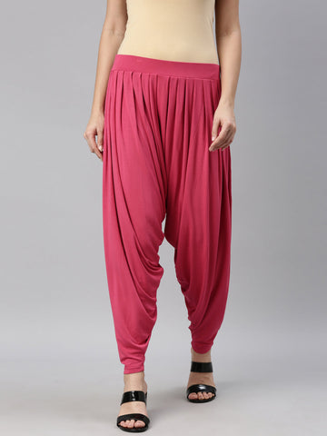 Women Solid Fuchsia Patiala Pants