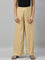 Women Solid Wheat Woven Viscose Mid Rise Basic Palazzos