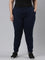 Women Solid Cotton Navy Cuffed Joggers