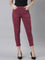 Women Solid Plum Mid Rise Cropped Jeggings