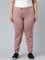 Women Solid Cotton Dusty Pink Cuffed Joggers