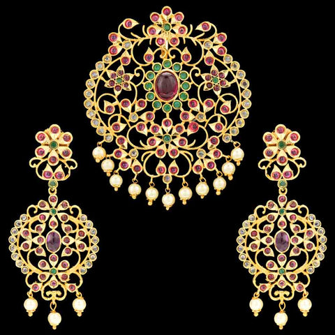 Designer Kempu Pendant Set