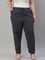 Women Striped Navy Linen Slim Fit Pencil Pants