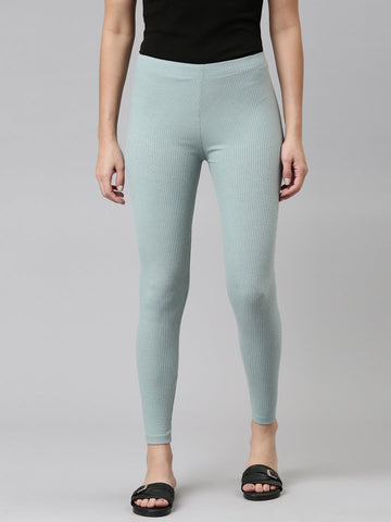 Dusty Green Drop Needle Fabric Rib Leggings