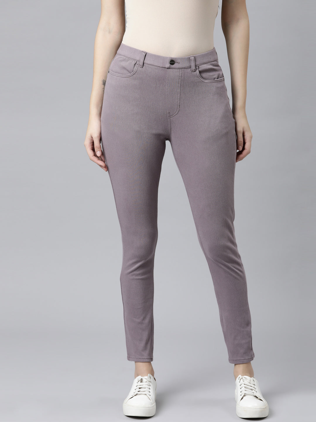 Women Dusty Violet Super Stretch Jeggings