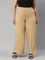 Women Solid Wheat Viscose Mid Rise Knit Palazzos