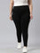 Women Black Cotton Knit Side Stripe Active Leggings