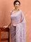 Lilac Jimmy tissue saree with mirror work hand embroidery
