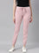 Women Solid Cotton Baby Pink Cuffed Joggers