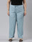 Women Solid Dusty Blue Viscose Mid Rise Casual Pants