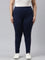 Women Navy Cotton Mid Rise Side Stripe Active Leggings