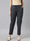 Women Striped Navy Linen Slim Fit Pencil Pants