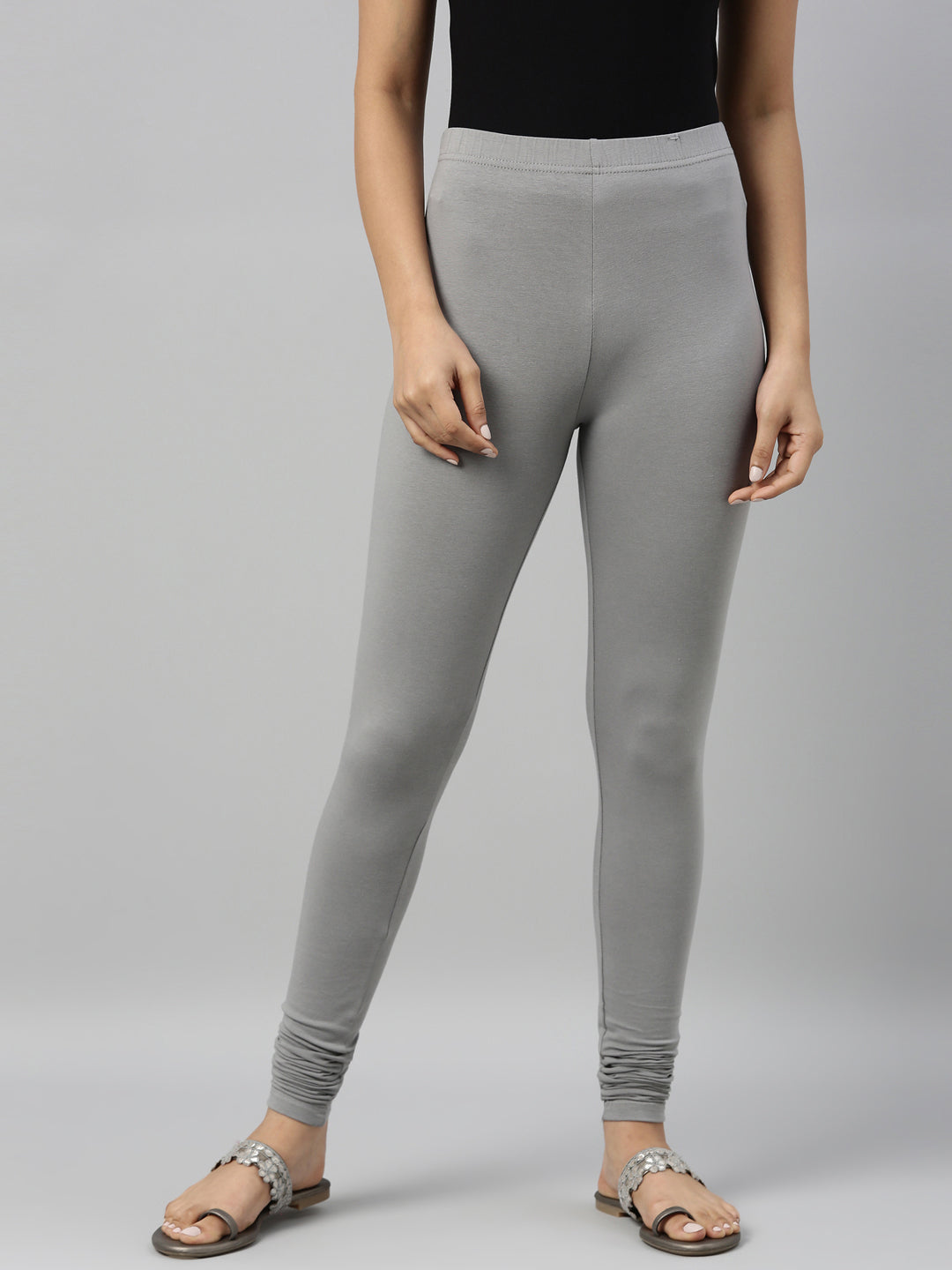 Ebony Grey Cotton Stretch Churidar