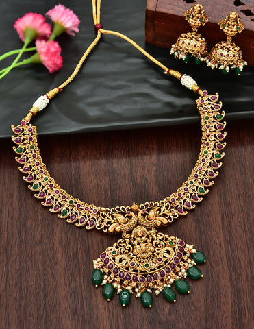 Antique Kempu Necklace Set