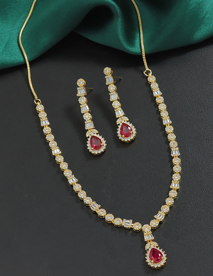 Designer Gold Polish Zirconia Necklace Set