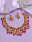 Designer Zirconia Royal Ruby Beads Kempu Necklace Set