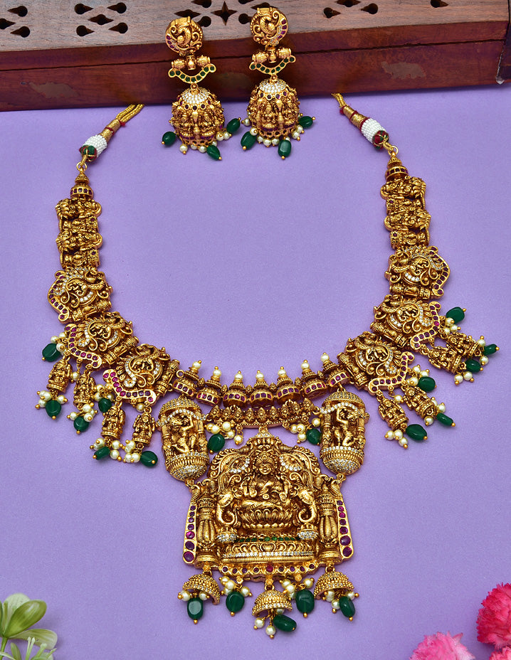 Antique Muhurtham Lakshmi Devi Grand Necklace Set