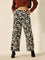 Nuon Black Floral Printed Blended Linen Pants