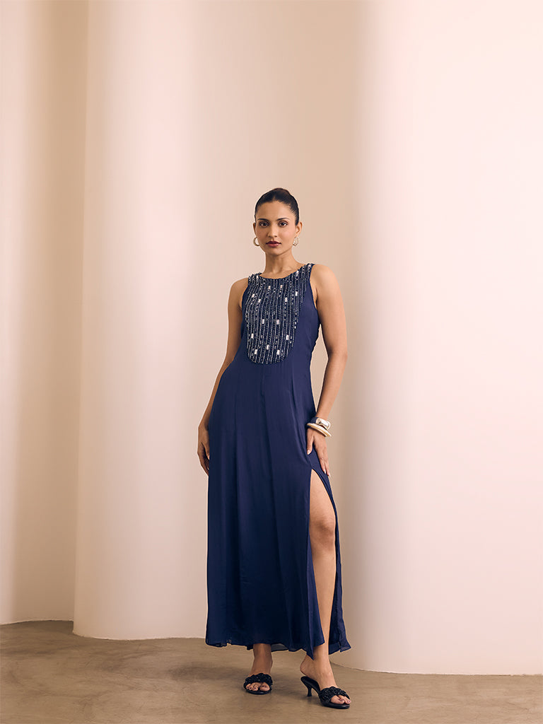 Embellished Maxi Dress - Navy