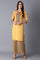 Yellow Multicoloured Embroidered kurta