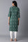 Green Printed Straight kurta