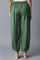 ELM Green Solid Pleated Carrot Pants