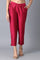 Pink Solid Straight Fit Woven Pants With Elasticated Waistband