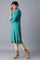 Teal Mandarin Neck Embroidered kurta