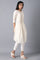 White Round Neck Embroidered kurta