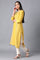 Mustard Round Neck Embroidered Livaeco kurta