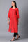 Red Boat Neck Polka kurta