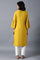 Yellow Round Neck Embellished kurta