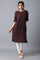 Brown Round Neck Solid kurta