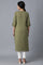 Green Round Neck Solid kurta