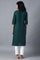 Dark Green Round Neck Embroidered kurta