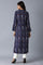 Navy Blue Printed Straight kurta