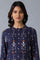 Navy Blue Printed Straight kurta