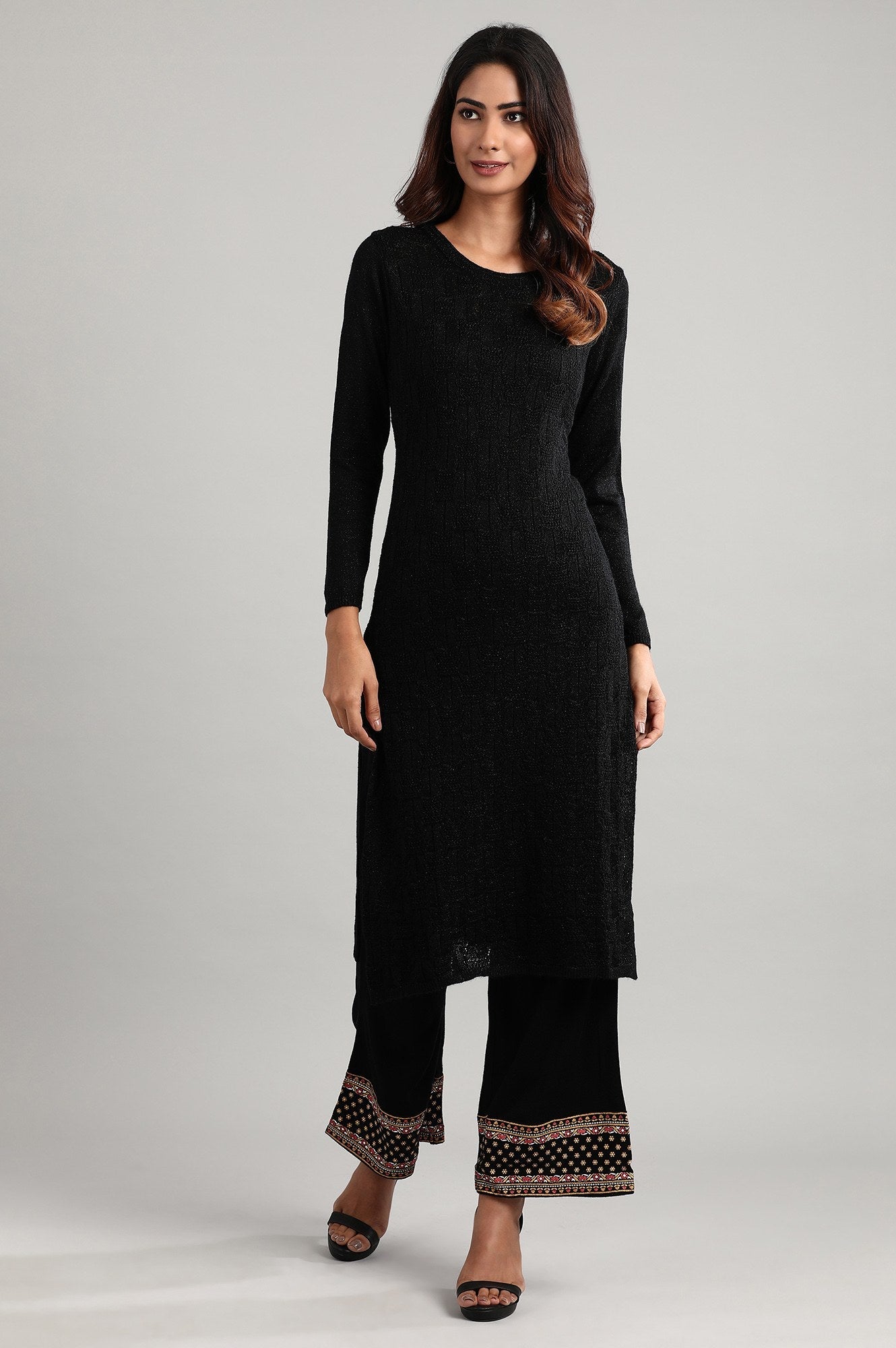 Black Round Neck Winter kurta