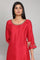 Red Solid Straight kurta