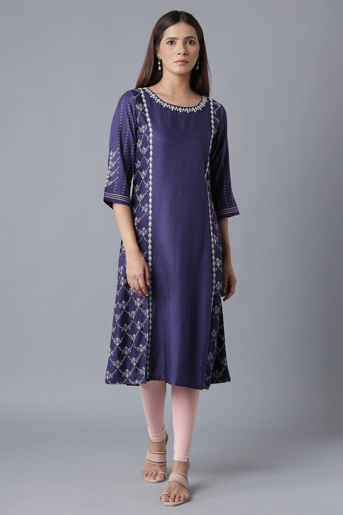 Navy Blue kurta with Embroidery