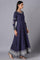 Oxford Blue Embroidered Kalidar Flared Dress