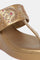 W Embroidered Antique Gold Almond Toe Platform