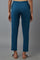 Blue Solid Flared Cotton Pants With Elasticated Waist