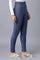 Blue Solid Skinny Fit Cotton Jeggings With Elasticated Waist