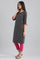 Black Round Neck Yarn-Dyed kurta