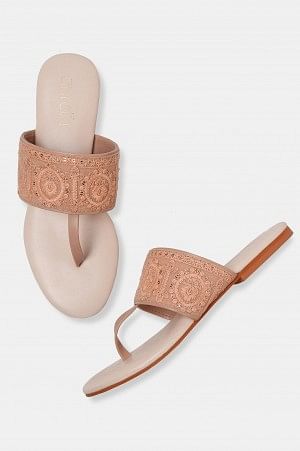 Aurelia Embroidered Blush Round Toe Flat