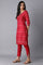 Red Printed Straight kurta