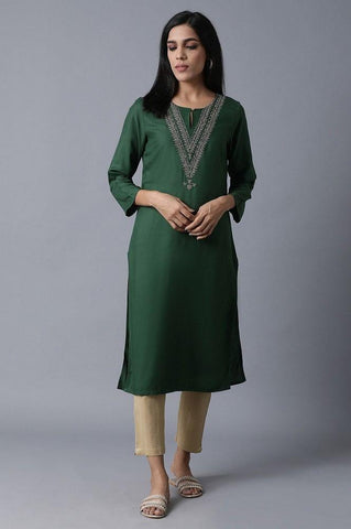 ELM Green Straight kurta