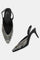 W Embroidered Black Pointed Toe Stiletto